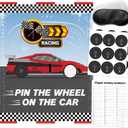 Cars Party Games, Pin The Wheel On The Car, Race Car Party Birthday Party Decorations Supplies Decor for Families Adult Groups