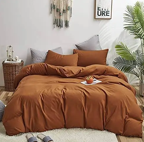 Yiyun Hometex Terracotta Cal King Comforter Set Pumpkin Colored Bedding California King Comforter Sets Caramel Brown Bedding Cal King Size Dusty Orange Comforter Cinnamon California King Size Comforter Set