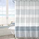 Awellife Blue Shower Curtain Beach Ocean Coastal Nautical Shower Curtain for Bathroom Stripe Tassel 72 X 72 Inches Cotton