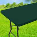 Spandex 6 Foot Rectangle Table Cloth, Elastic Fitted Tablecloths for Picnic, Stretch Washable Patio Table Cover for Outdoor, Camping, Banquet and Parties (Hunter Green, 30"x72")