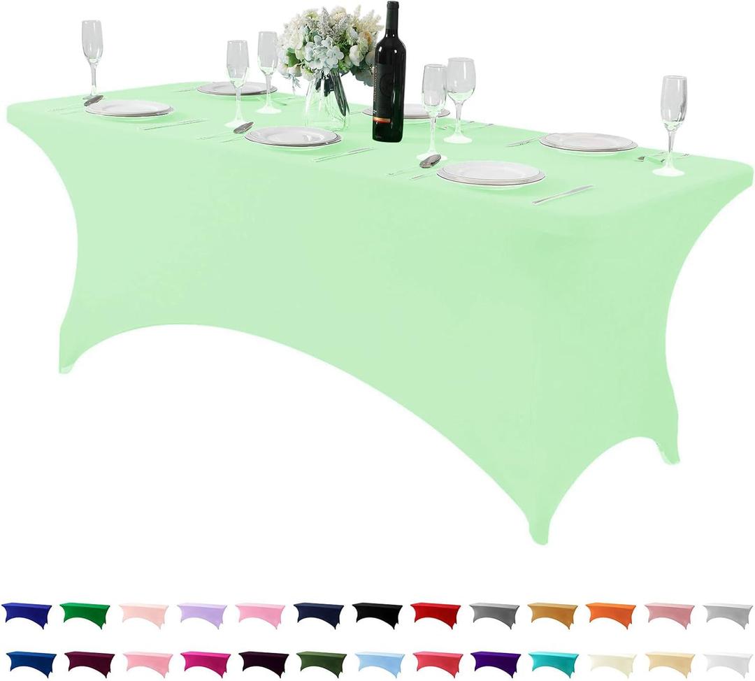 Spandex Table Cover for 6Ft Table Universal Fitted Stretch Tablecloth for Party, Banquet, Wedding and Events-Mint