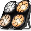 4 x 100W COB LED Stage Lights, 2 in 1 Warm/Cool White Par Can Retro Pixel Control Light, DMX/Master-Slave/Sound Activated Spotlights for Church Events Party Wedding Club Studio 1Pack