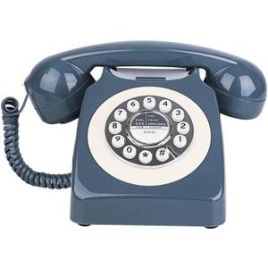 Sangyn Retro Landline Telephone Classic Vintage Corded Phone Old Fashioned Dial Button Desk Phone with Redial Function for Home Office (Grey)