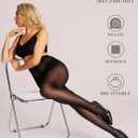 HONENNA 2 Pairs Sheer Tights for Women Ultra Thin Reinforced T Crotch Control Top Pantyhose Stockings (L)