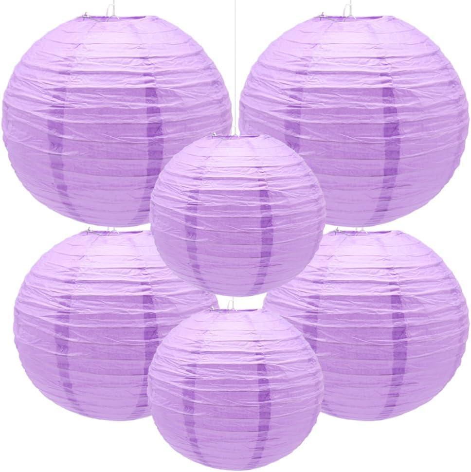 6 Pcs Paper Lanterns Decorative Round Paper Lantern Hanging Paper Lanterns for Party, Classroom, Wedding, Halloween,Christmas,Home Decoration  810 12/ Purple
