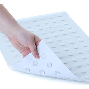 SlipX Solutions Durable Rubber Safety Mat 22 x 14, Feel Safe and Surefooted in Your Bath or Shower, Extra Grippy Surface Texture and Over 100 Power Grip Suction Cups, Machine Washable, White (Medium 14x22)