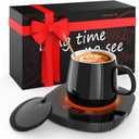 Coffee Mug Warmer, Cup Warmer for Desk with Auto Shut Off, 2 Temp Settings & 1-12H Timer, Coffee Heater Smart Electric Beverage Coffee Cup Warmer, Warmer for Tea, Water, Milk and Coco - Black