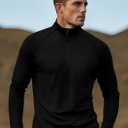 Zengjo Mens Half Zip Pullover Athletic(Black,XXL) (XXL)