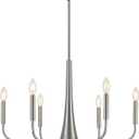 ACNKTZ Brushed Nickel Chandelier, 6-Light Modern Farmhouse Chandeliers for Dining Room Lighting Fixtures Hanging, Industrial Metal Minimalist Chandelier for Kitchen Bedroom Foyer Entryway Hall, 6-light/26 In