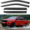 Window Visors Rain Guards for 2019 2020 2021 2022 2023 Ford Ranger Supercrew, Out-Channel Window Vent Wind Deflectors Visors Shades for 19-23 Ranger, for Full-Size Cabs