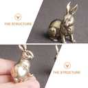 2pcs Brass Mini Antique Rabbit Statue Easter Bunny Figurine Miniature Collectible Figurines Souvenir Garden Micro Landscape Table Centerpiece Decorations
