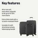 Amazon Basics 3-Piece Hardshell Luggage Set (21", 26", 30"), Scratch-Resistant Expandable Suitcases with Multi-directional Wheels and Telescoping Handle, Black