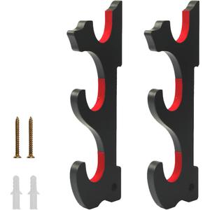 Wall Mounted Sword Rack 3 Tiers - Katana Sword Hanger Display Stand Red Velvet Lining for Lightsaber Katana (Black)