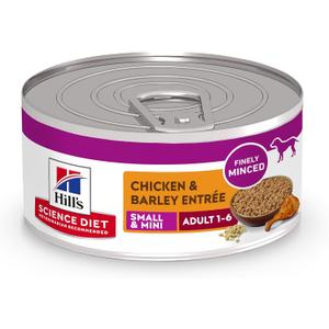 Hill's Science Diet Adult 1-6 Small & Mini Wet Dog Food, Chicken & Barley, 5.8 oz. Cans, 24-Pack, BBD: 03/20/2028