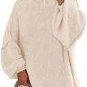 PRETTYGARDEN Women's 2026 Fall Oversized Sweaters Chunky Knit Mock Neck Long Sleeve Casual Trendy Pullover Winter Clothes M