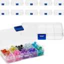 12 Pack Mini Clear Storage Containers with 10 Grid Dividers, Small Plastic Tackle Boxes for Beads, Buttons, DIY Jewelry (2.5 x 5 In)