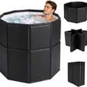 Portable Bathtub for Adults, 31.5"x26" Collapsible Ice Bath Tub for Ice Bath&Hot SPA, Cold Plunge Tub for Indoor & Outdoor Use, Black