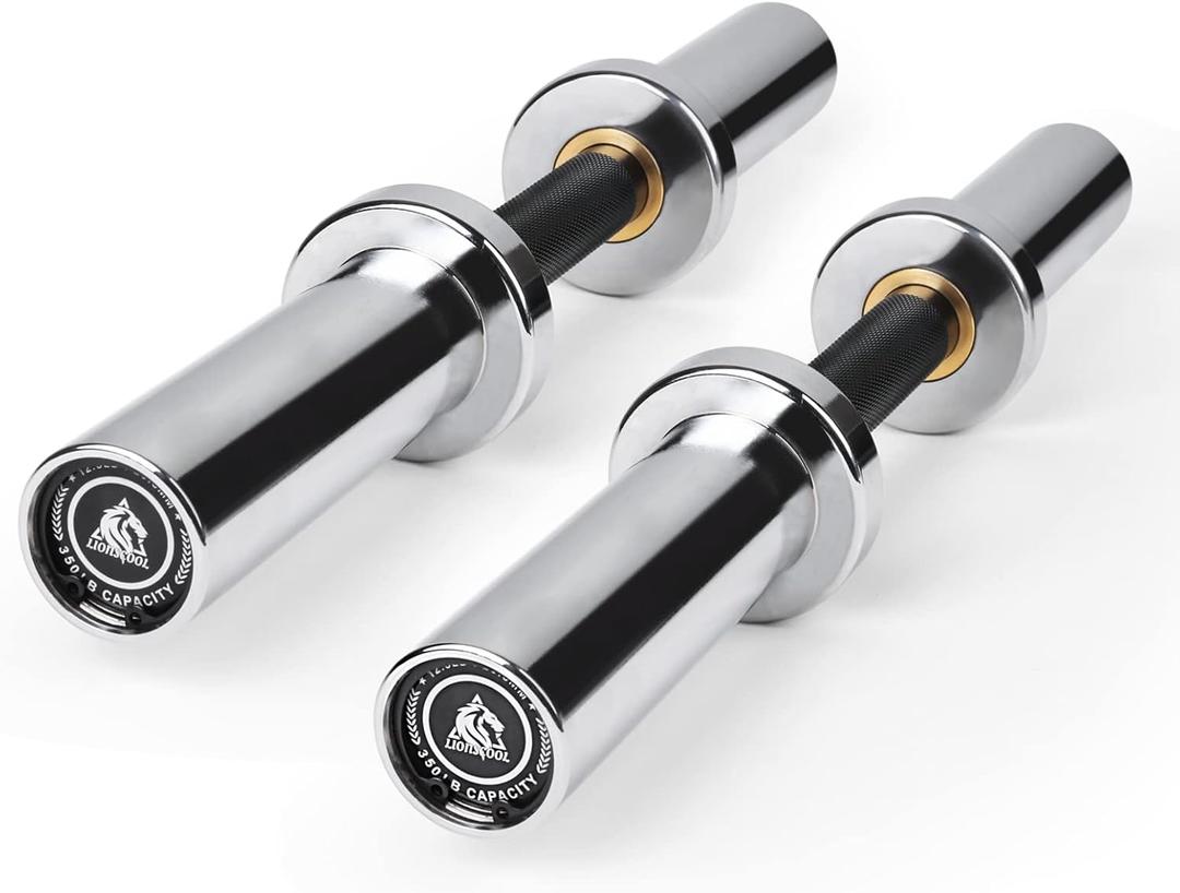 LIONSCOOL 16"/20” Loadable Dumbbells Pairs in Commercial Grade, Heavy Duty Olympic Dumbbell Bar/Handle for Strength Training, Compatible with 2’’ Standard Plates (Silver Chrome, 20 INCH)