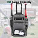 Rolling Baseball Bag,Wheeled Softball Bag with Fence Hook for TBall Bat & Equipment,Lightweight Baseball Bat with Shoe Compartment, 21" x 14" x 11"