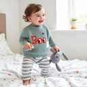 Baby Boy Girl Knit Sweater Halloween Ghost Pumpkin Embroidery Crew Neck Long Sleeve Tops Fall Winter Clothes (3-6 Months)