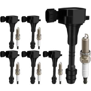 2002-2015 UF349 Ignition Coil Pack&C1406 Spark Plugs Fit for Nissan Altima Maxima Pathfinder Murano 02-09, Infiniti QX4 I35 02-04, 3.5L V6, Frontier, Xterra 05-19, 4.0L V6, Replaces 5C1403 22401 2002-2015 UF349 Ignition Coil Pack&C1406 Spark Plugs Fit for Nissan Altima Maxima Pathfinder Murano 02-09, Infiniti QX4 I35 02-04, 3.5L V6, Frontier, Xterra 05-19, 4.0L V6, Replaces 5C1403 22401