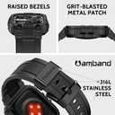 amBand Bands Compatible with Apple Watch 9/8/7/6/5/4 & SE 3/2/1 45mm/44mm Case for Men, M1 Sport Series Rugged Case Protective Cover for iWatch SE3/SE2/6/SE/5/4 44/45 mm Men Black