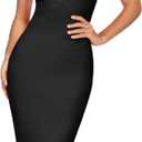 Shoulder Strap Sleeveless Fishtail Midi Bandage Dress for Women Bodycon Club Party Evening Dresses (L, Black)