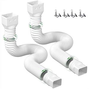 2 Pack Rain Gutter Downspout Extensions Flexible,Drain Downspout Extender Connector 21"-68",Screws for Included,White
