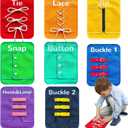 Montessori Fine Motor Toys for Toddlers, Basic Life Skills Early Learning Sensory Toys for 2 3 4 5 Year Old Xmas Gifts, Learn to Dress Preschool Homeschool Kindergarten Must Haves