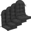Geelin 4 Pcs Adirondack Chair Cushion High Back Patio Chair Cushion 44 x 19 x 4 Inch Tufted Weather Resistant Fade Resistant Seat Rocking Chair Cushion for Patio Rocking Chair Cushion Seat (Black)