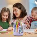 2 x 360Degree Rotating Desk Organizer, 10 Slots Pencil Pen Holder for Desktop, Cute Rotating Desk Pen Organizer Storage Caddy for Office, School, Home, Art Supply, Teacher (Purple)