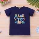 IMEKIS Toddler Kids Boys Back to School Outfit Top with Shorts Schoolbus Embroidered Kindergarten Clothes 4-5T (Blue)