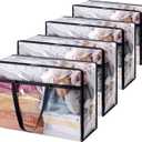 Lifewit 4 Pack Clear Clothes Storage Bags, 60L Plastic Blanket Storage Bag, Vinyl Foldable Moving Bags with Zipper, Closet Organizers and Storage Containers for Bedding, Duvet, Comforter