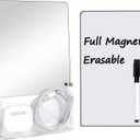 AIERSA Locker Mirror Magnetic Accessories Set, Locker Mirror and Whiteboard, Lockers Accessories for Girls Boys School Lockers, Metal Cabinet, 6.7 * 5.5" White