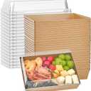 Ocmoiy 7x5 Inch Charcuterie Boxes with Clear Lids, 50 Pack Paper Bakery Boxes with Window, Disposable Take Out Food Containers for Sandwiches, Strawberries, Cookies, Cupcakes (Brown)