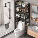 PureBox Over The Toilet Storage Rack,Heavy Duty Oval Tube Frame,21" W,Black