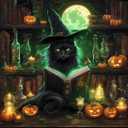 Fotasmua Halloween Cat Diamond Painting Kits for Adults, DIY Black Cat Diamond Art Kit for Beginner, 5D Full Round Drill Pumpkin Diamond On Canvas Gem Art for Wall Decor 14x14 Inch