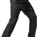 Moosehill Men's-Fleece-Lined-Cargo-Hiking-Pants Water-Repellent-Softshell-Snow-Ski-Pants for Winter Outdoor with 5 Pockets (34W x 30L, Black)