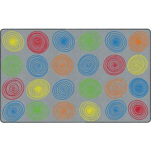 Flagship Carpets Circles Abstract Educational Area Rug for Kids Room Seating Dcor, Children's Classroom, Play Carpet for Teaching and Playroom, Seats 24, 7'6" x 12', Grey
