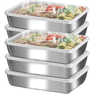 Stainless Steel Lunch Box 6-Pack,Stackable Snack Storage Boxes, Lid Food Container, Reusable Food Storage Container for Travel and Work, Dishwasher Safe, Freezer Safe