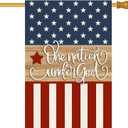 Baccessor Patriotic 4th of July House Flag 28 x 40 Inch Double Sided Burlap One Nation Under God Memorial Day Independence Day Large Yard Flag Holiday Farmhouse Seasonal Outdoor Outside Decoration