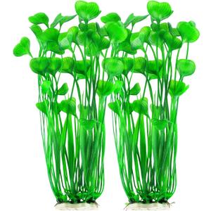 MyLifeUNIT Plastic Fish Tank Plants, 2 Pack Artificial Tall Aquarium Plants for Fish Tank Decor, 15.75 Inches (Green)