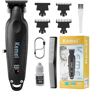 KEMEI 2293 Professional Hair/Beard Trimmer for Men Zero Gapped Hair Clippers for Barber with T Blade, Cordless Rechargeable