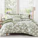 Full Comforter Set -7 Pieces Sage Green Floral Comforter Set for All Seasons, Bed in a Bag Full with Botanical Flowers Comforter, Sheets, Pillowcases & Shams