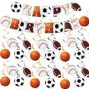 26 PCS Sports Themed Party Decorations Sports Banner Sport Hanging Swirls Happy Birthday Hanging Decorations for Sport Birthday Party Supplies