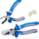 2 Piece Glass Breaker Pliers and Hammer Cutting Pliers Set with 2 Pairs Rubber Tips, Professional Glass Pliers, Blue (Breaking&Grozer)