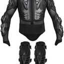 Adult Motorcycle Protective Jacket and Knee Pads, Motorcycle Accessories, Back Spine Chest Protector, Full Body Chest Armor for Motocross Dirt Bike Gear (X-Large, Black)