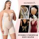 Slimers Backless Shapewear Strapless Bodysuit - Low Back Women Body Shaper : Slimming Built In Bra With Plunge, M