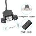 4Pcs USB A Female to 2 Pin Bare Wire 30CM, 5V/3A USB Female Socket 2 Pin Pigtail Open End Power 22AWG Cable with Mounting Screws, for Installed or Replace Repair DIY Cable