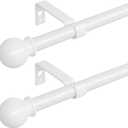 Curtain Rods for Windows 28-48 inch, 2 Pack White Curtain Rod with Brackets Easy Install, Decorative Adjustable 5/8 inch Heavy Duty Curtain Rod for Bedroom, Kitchen, Living Room, Set of 2